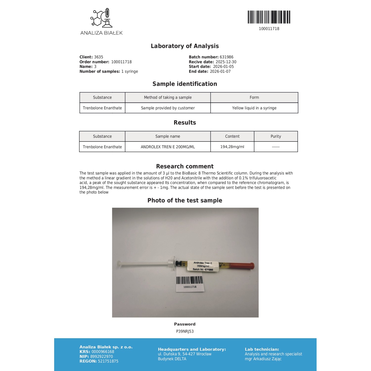 Trenbolone enanthate Vial