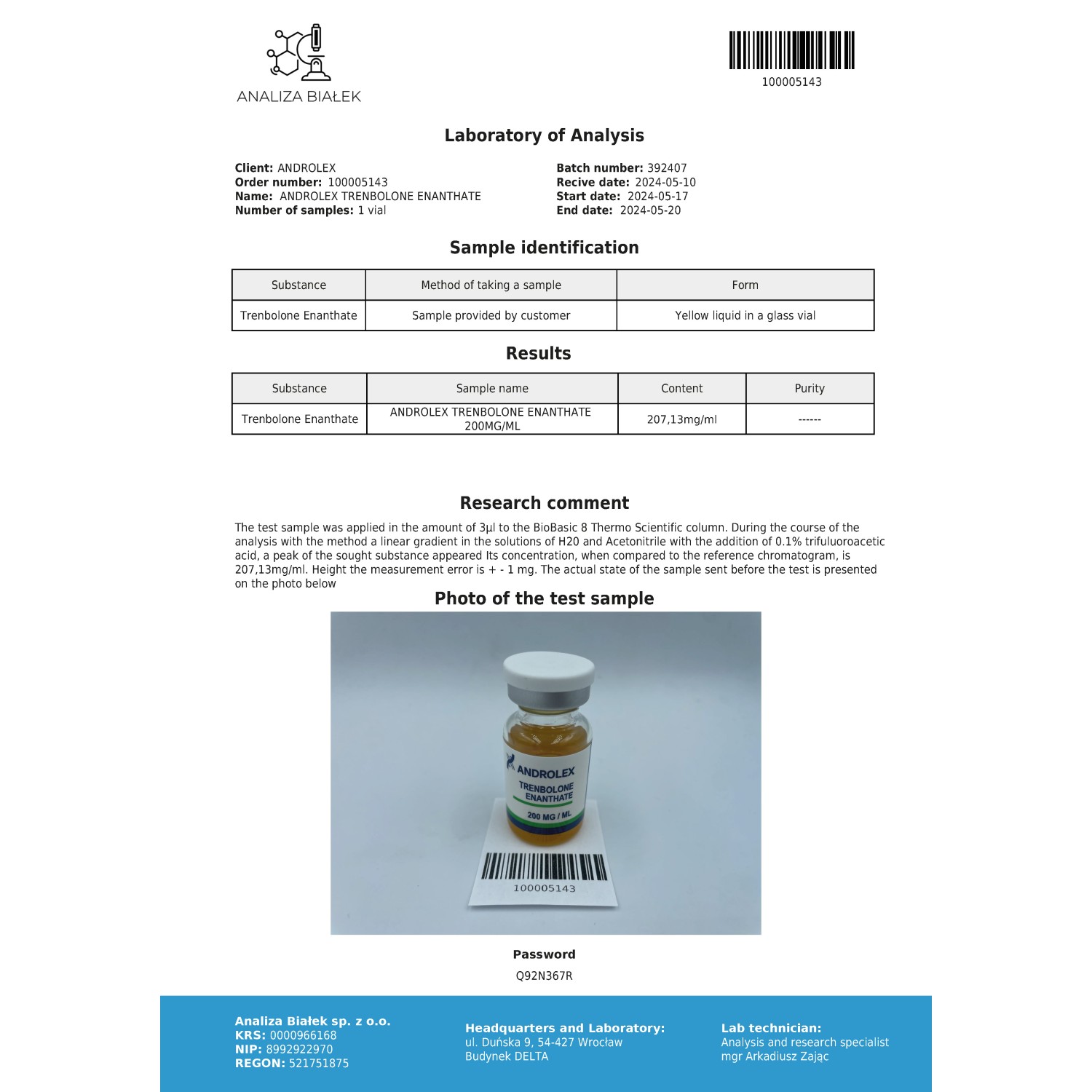Trenbolone enanthate Vial